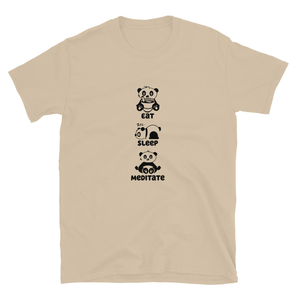 Eat Sleep Meditate Panda TShirt - Sand Color - https://ascensionemporium.net